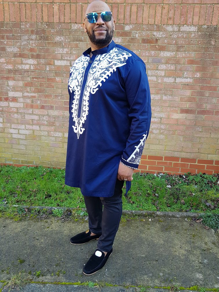 Kgosi Navy & Abstract White Embroidery Shirt