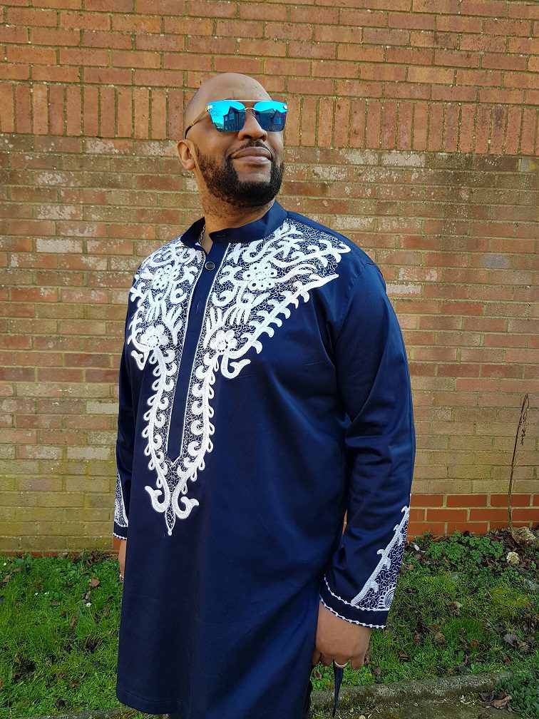 Kgosi Navy & Abstract White Embroidery Shirt