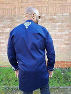 Kgosi Navy & Abstract White Embroidery Shirt
