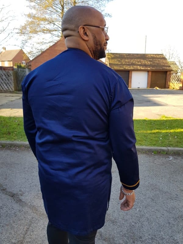 Navy Blue & Gold African Embroidered Shirt