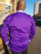 Dejen Purple and White Swirl African Embroidery Shirt