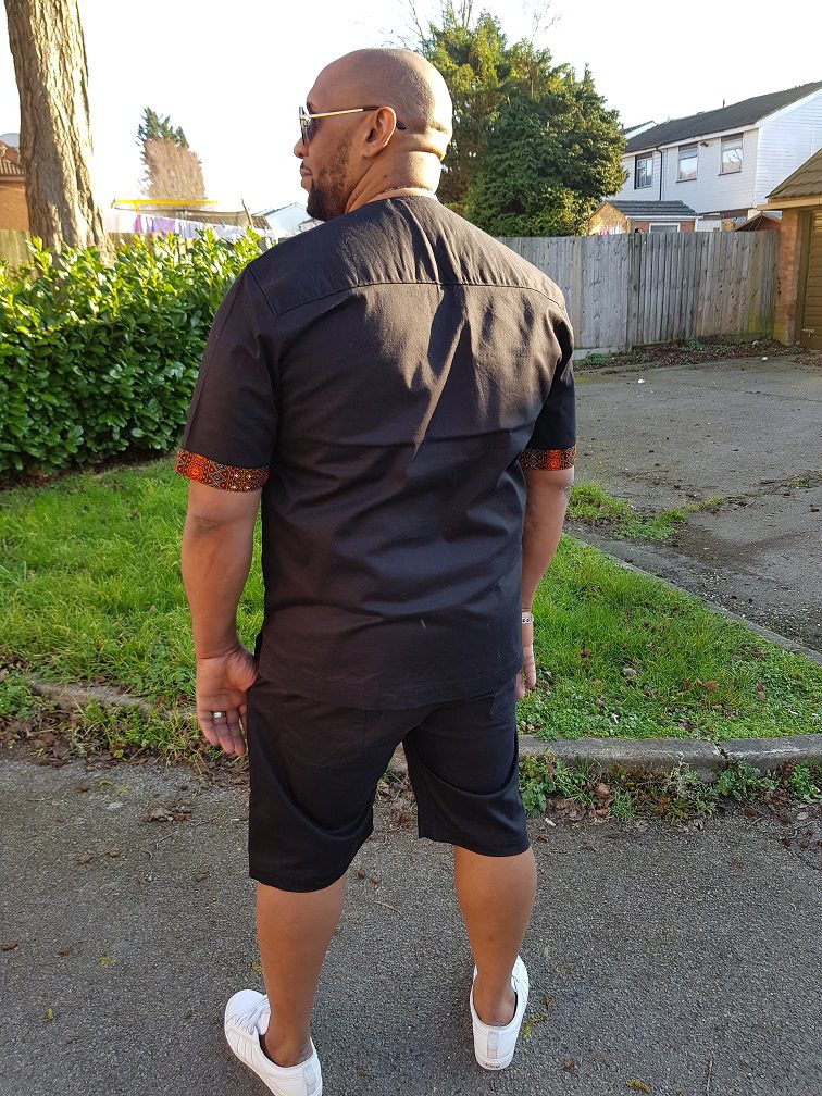 Black African Dashiki Shirt & Short Pants Set