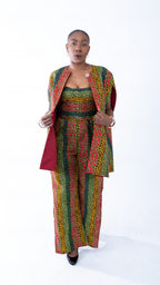 Sina Stunning Leopard Ankara Print Bandeau Slit Jumpsuit
