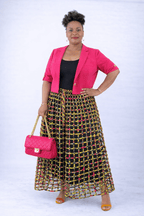 Weaved Stylish African Mix Ankara Print Skirt