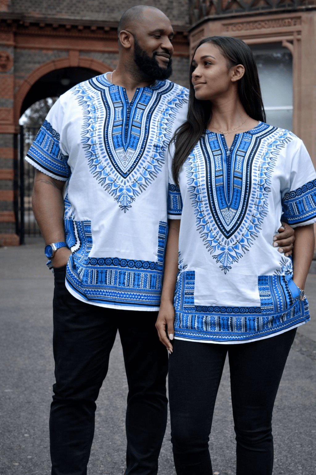 White & Blue Dashiki Shirt
