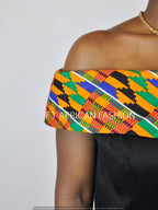 Black & Kente Fusion Skater Dress
