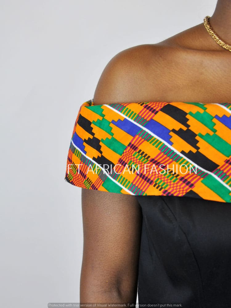 Black & Kente Fusion Skater Dress