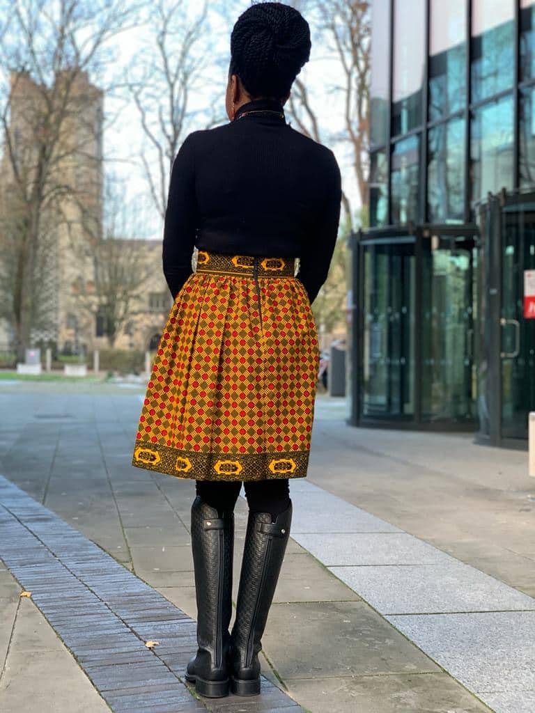Zalika High-Waisted Ankara Knee- Length Skirt