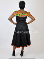 Black & Kente Fusion Skater Dress
