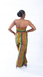 Sina Stunning Leopard Ankara Print Bandeau Slit Jumpsuit