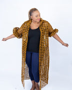 Tiana Mustard Ankara Weaved Long Puff Sleeve Overthrow