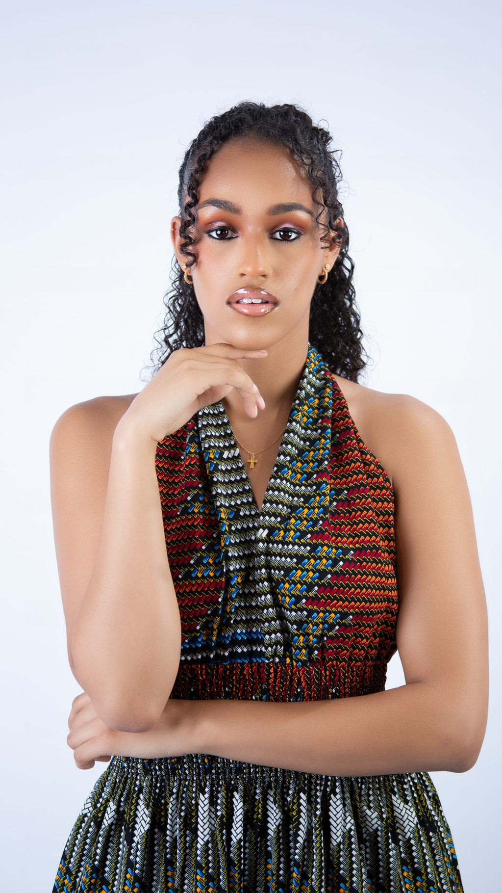 Sweetie Browning Beautiful Ankara Halter Swing Dress