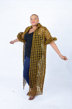 Tiana Mustard Ankara Weaved Long Puff Sleeve Overthrow