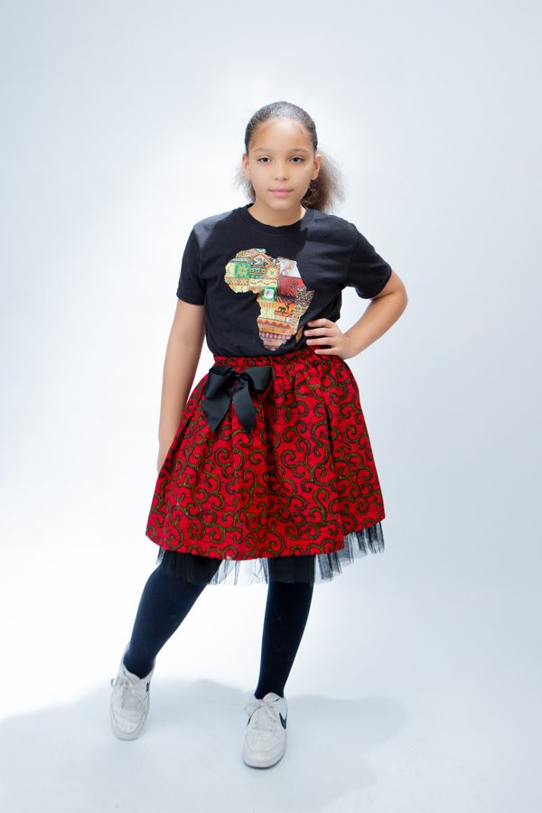 Kids Skirt in Beautiful Red and Black Bow Ankara