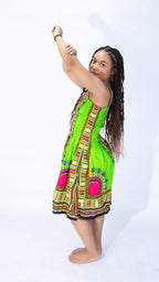 Beautiful Sarah Strap Dashiki Swing Dress Purple