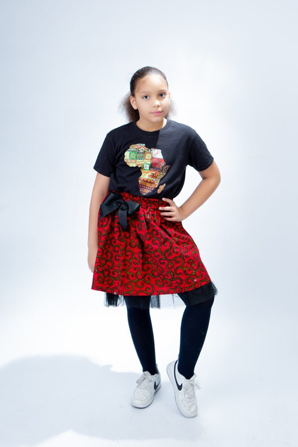 Kids Skirt in Beautiful Red and Black Bow Ankara