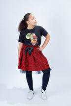 Kids Skirt in Beautiful Red and Black Bow Ankara