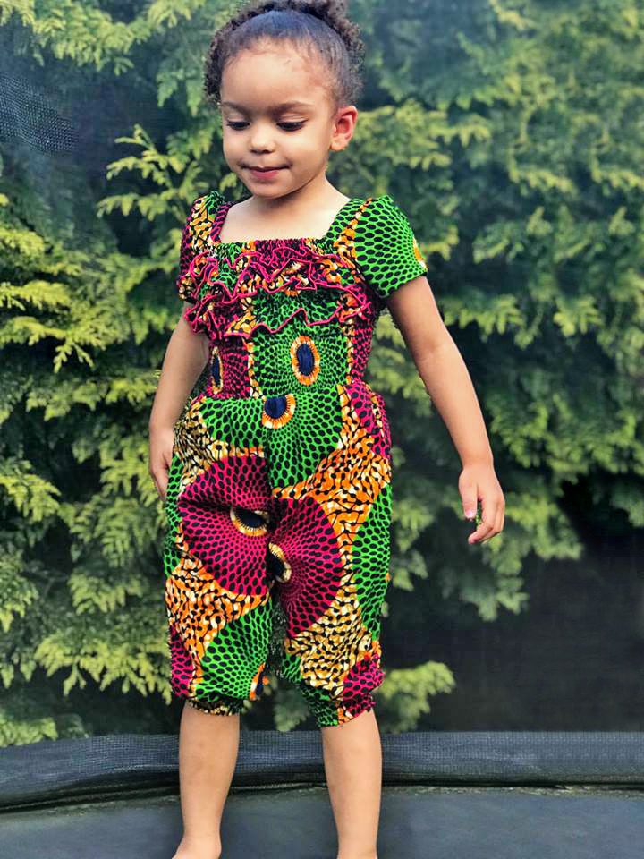 Adorable Vintage Girls Style Ankara Jumpsuit.