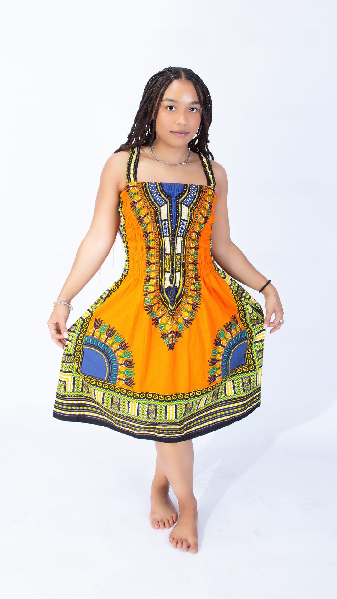 Beautiful Sarah Strap Dashiki Swing Dress Purple
