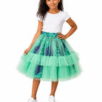 Girls African Print Tulle Layered Skirt