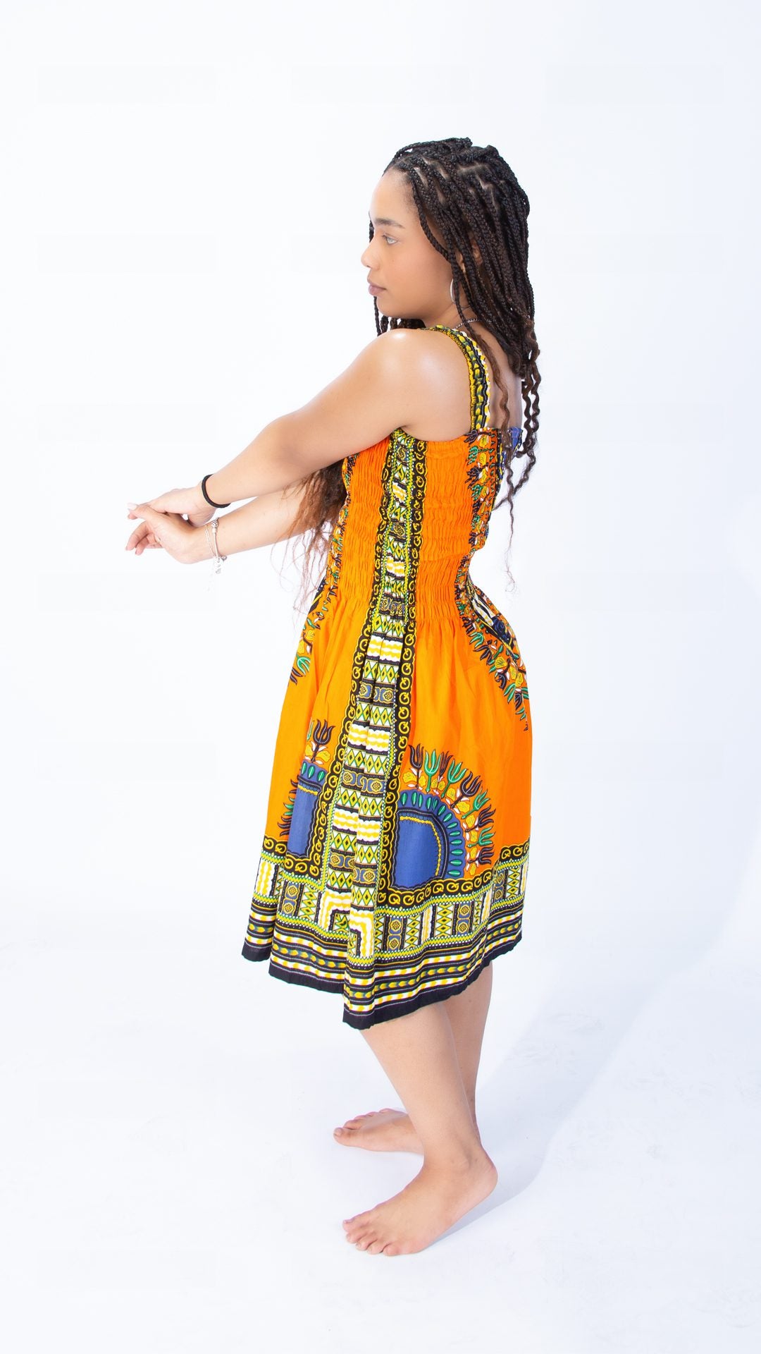 Beautiful Sarah Strap Dashiki Swing Dress Purple