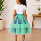 Girls African Print Tulle Layered Skirt