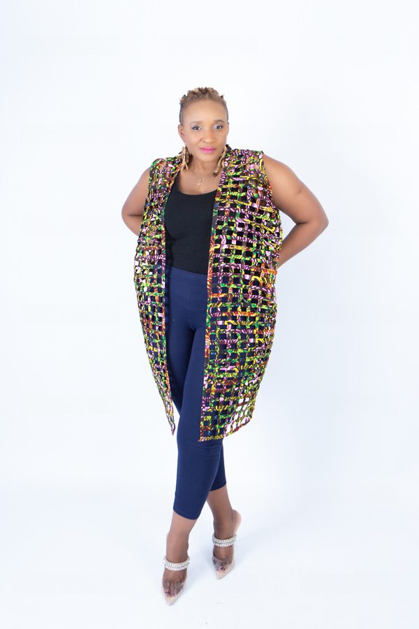 Mari Rainbow Mix Ankara Weaved Sleeveless Kimono