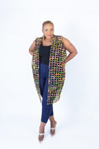 Mari Rainbow Mix Ankara Weaved Sleeveless Kimono