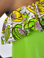 Lime Green One Shoulder African Print Top