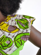 Lime Green One Shoulder African Print Top
