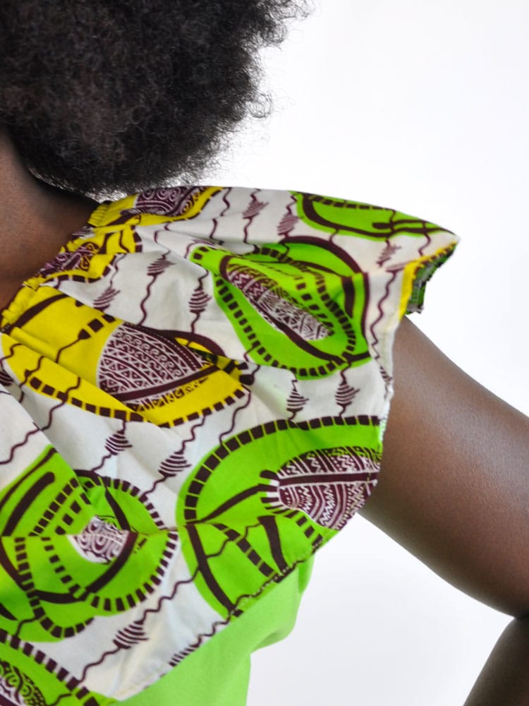 Lime Green One Shoulder African Print Top