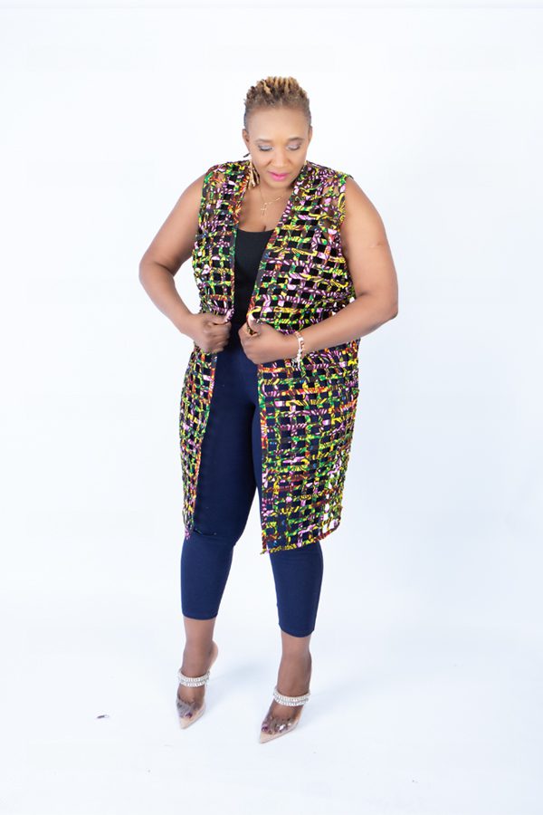 Mari Rainbow Mix Ankara Weaved Sleeveless Kimono