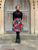 Zana High-Waisted Ankara Knee- Length Skirt