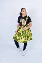 Girl's Playful Harness Skirt in Lemon Ankara print