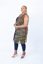 Mari Rainbow Mix Ankara Weaved Sleeveless Kimono