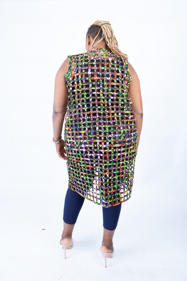 Mari Rainbow Mix Ankara Weaved Sleeveless Kimono