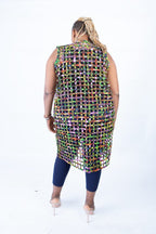 Mari Rainbow Mix Ankara Weaved Sleeveless Kimono