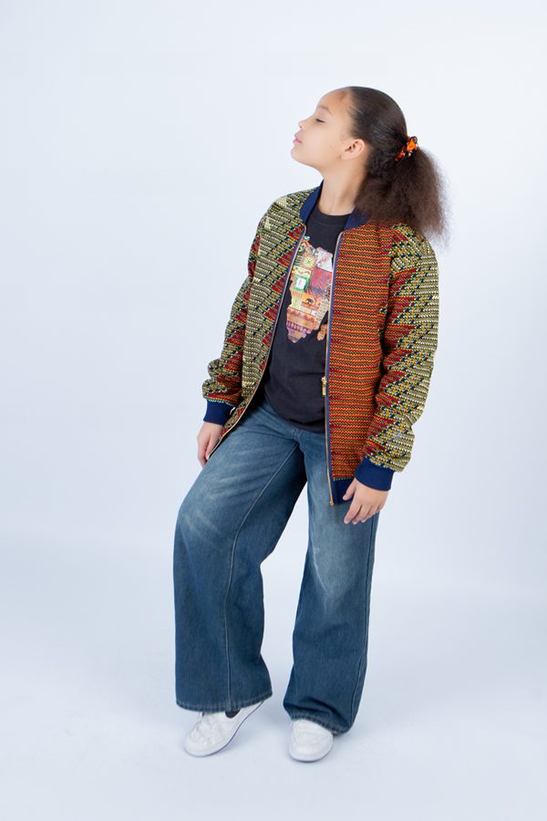 Teens Unisex Abeba African Print Bomber Jacket