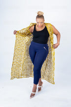 Yellow Ada Ankara Weaved Full Length Sleeveless Kimono