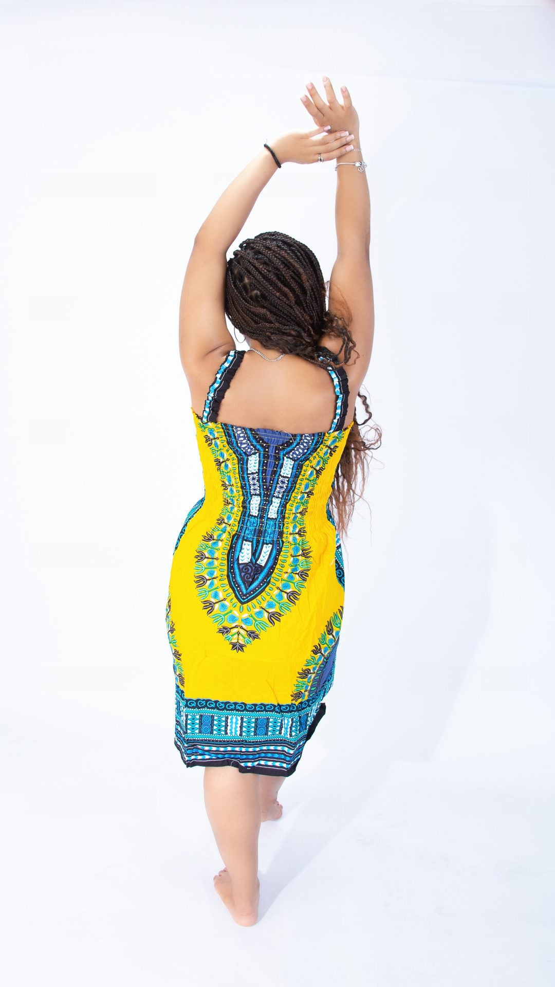 Beautiful Sarah Strap Dashiki Swing Dress Purple