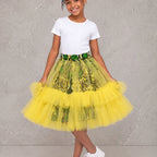 Girls African Print  Tulle Layered Skirt