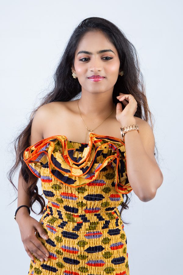 Vibrant African Print Strapless Ruffle Midi Dress - Sisi
