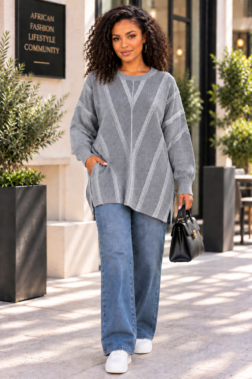 Women’s Oversized Gold Button Sleeve Top