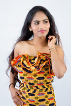 Vibrant African Print Strapless Ruffle Midi Dress - Sisi