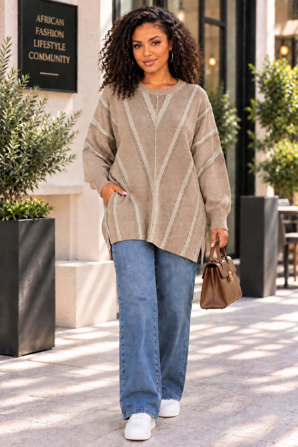Women’s Oversized Gold Button Sleeve Top