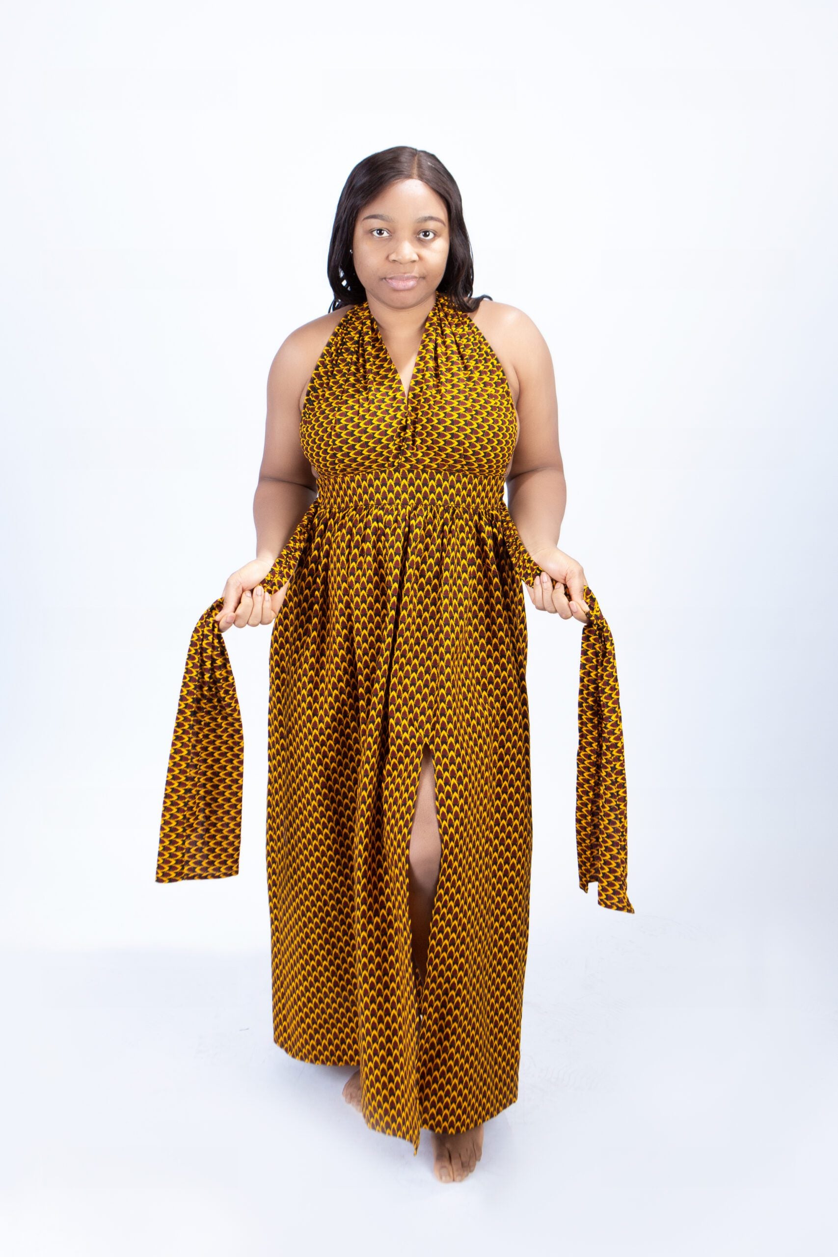 Alisia Infinity Maxi Dress in Mustard African Print