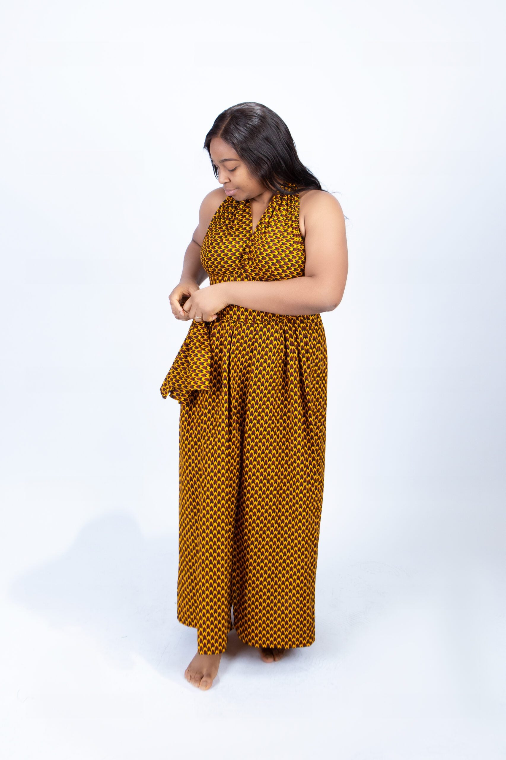 Alisia Infinity Maxi Dress in Mustard African Print