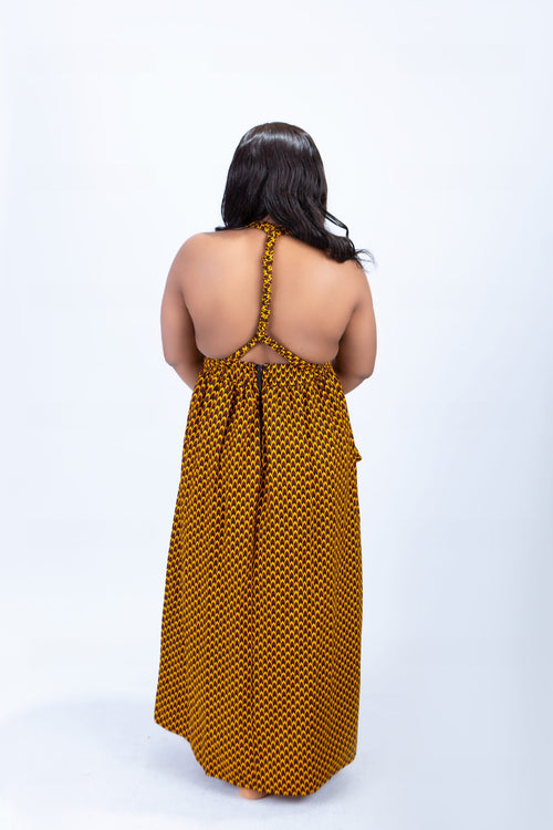 Alisia Infinity Maxi Dress in Mustard African Print
