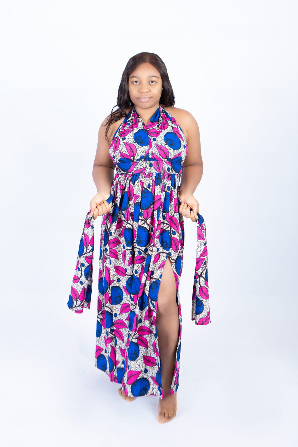 Alisa Pink Multi-colour African Print Infinity Maxi Dress
