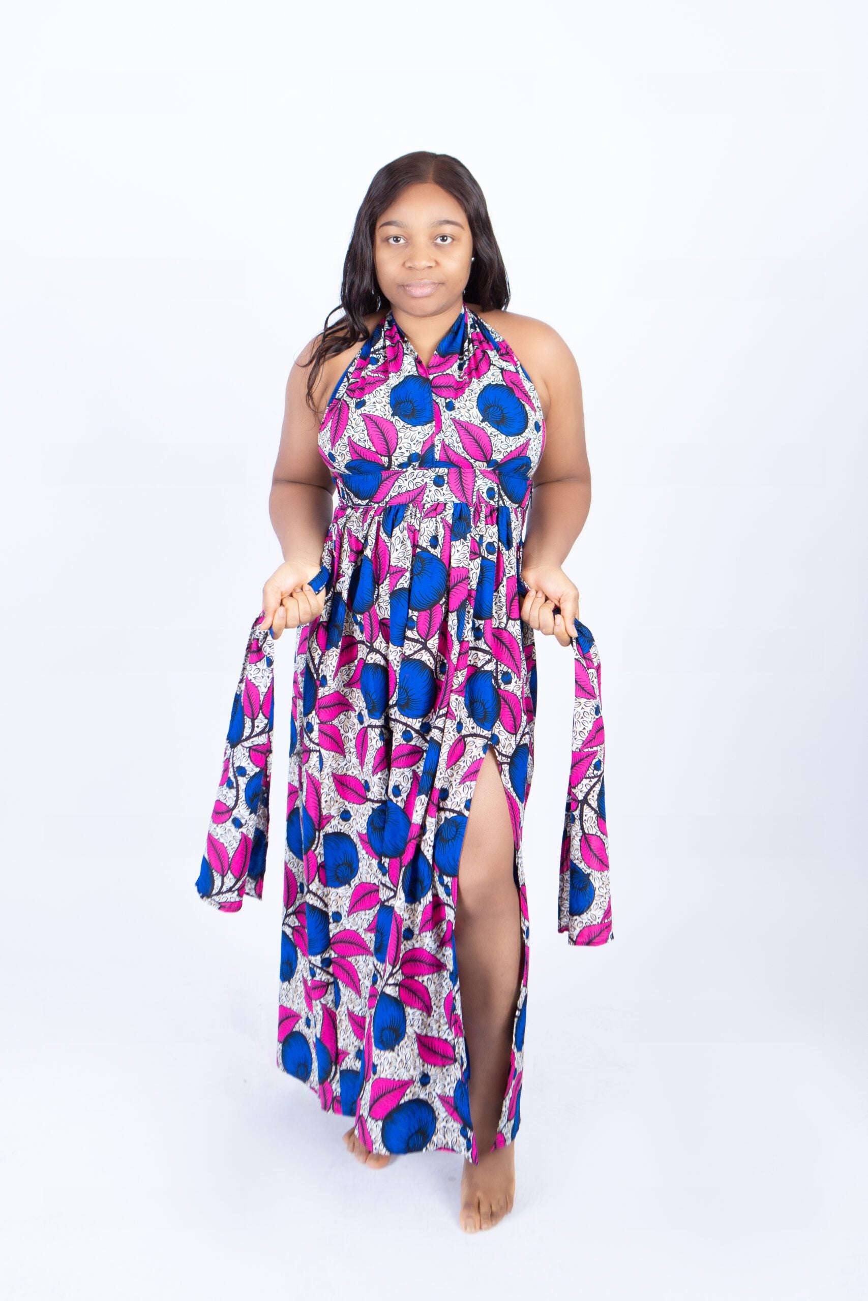 Alisa Pink Multi-colour African Print Infinity Maxi Dress